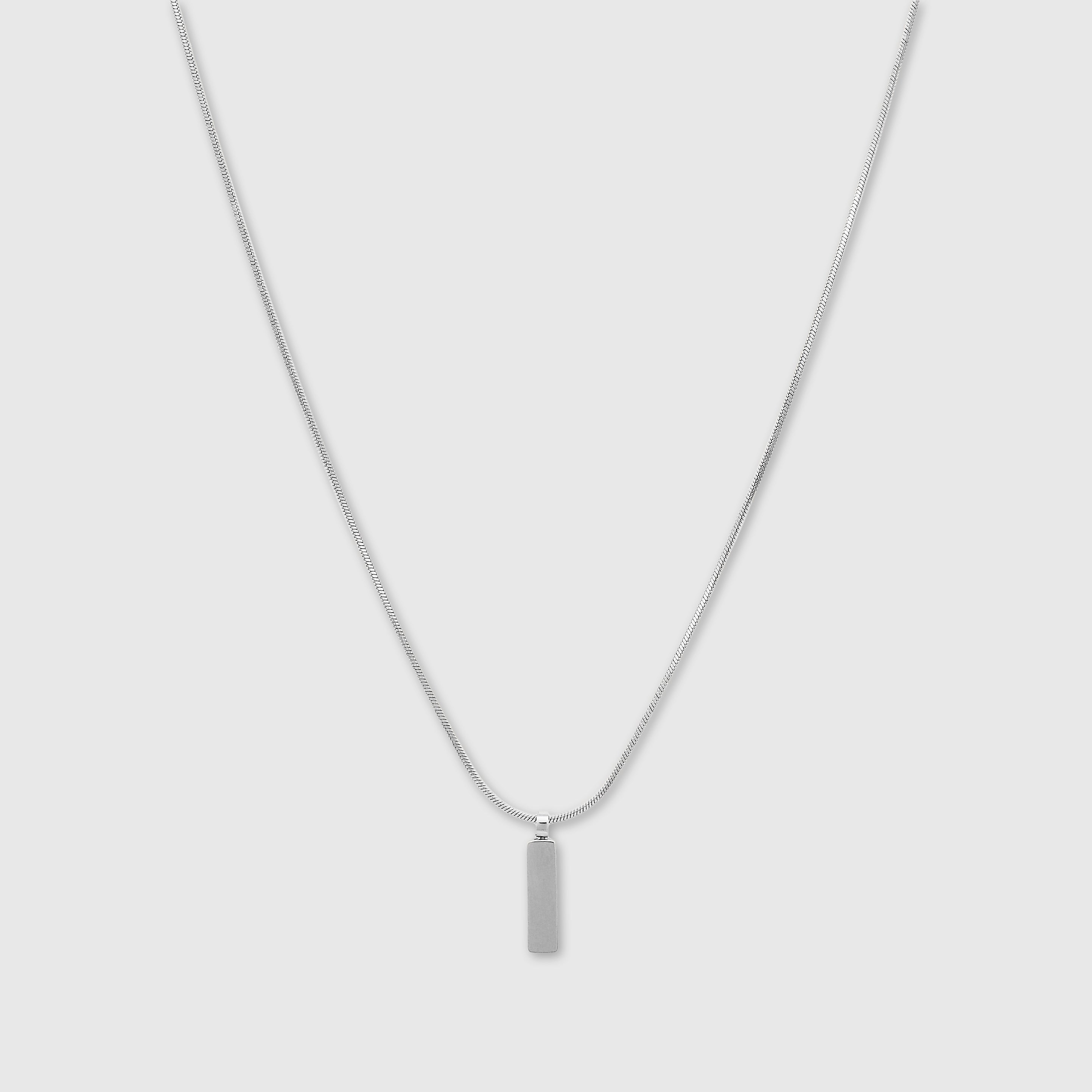 Dog Tag Snake Chain Necklace (Silver)