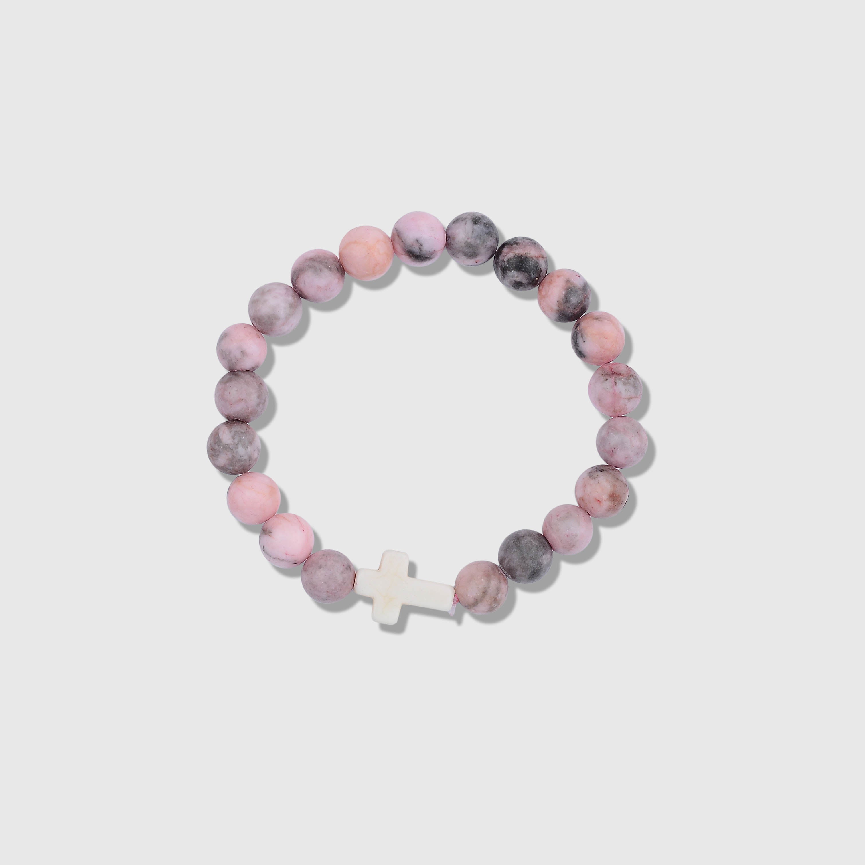 Pink Zebra Jasper Cross Bracelet