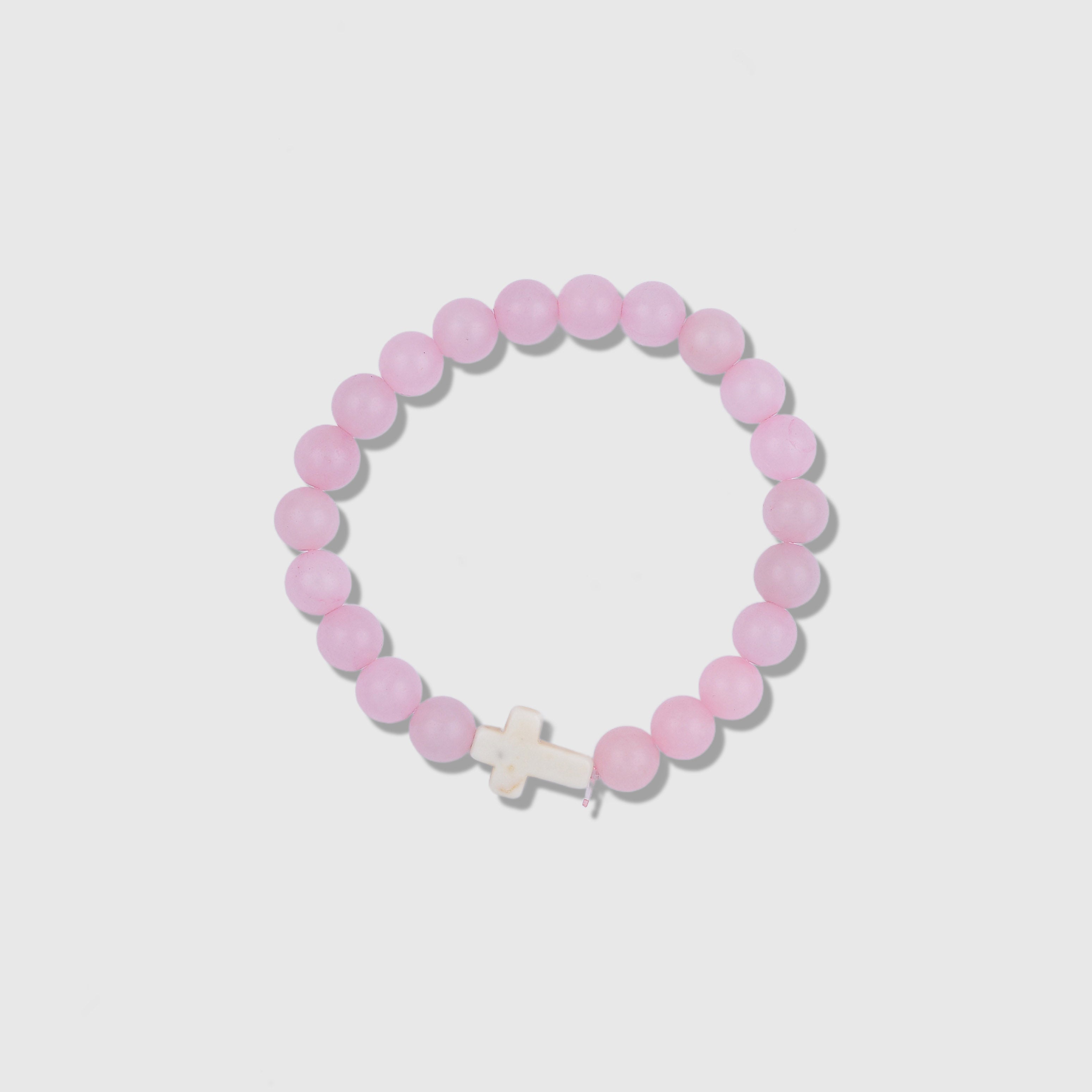 Rose Quartz Cross Beaded Bracelet