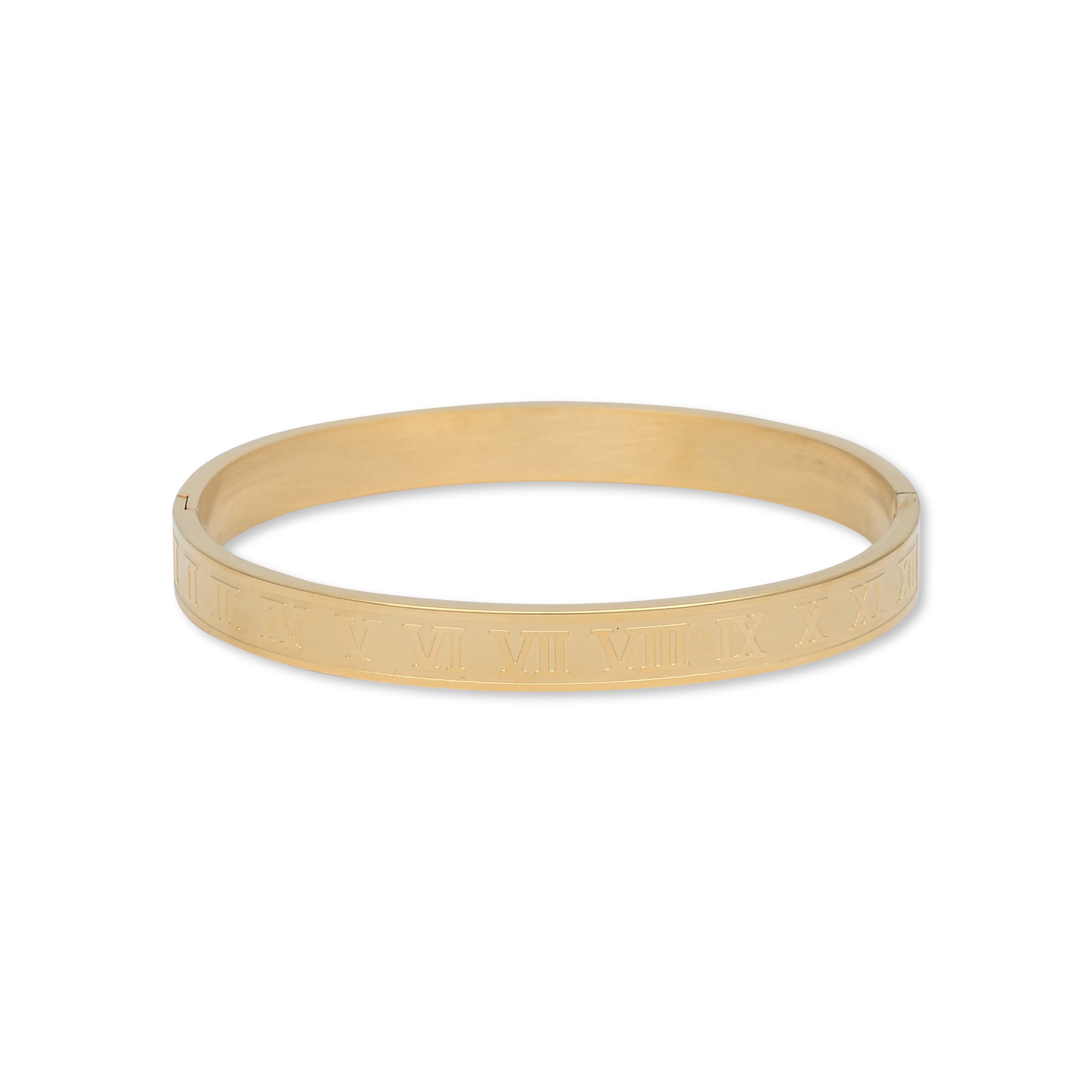 Gold Roman Stainless Steel Bangle Bracelet