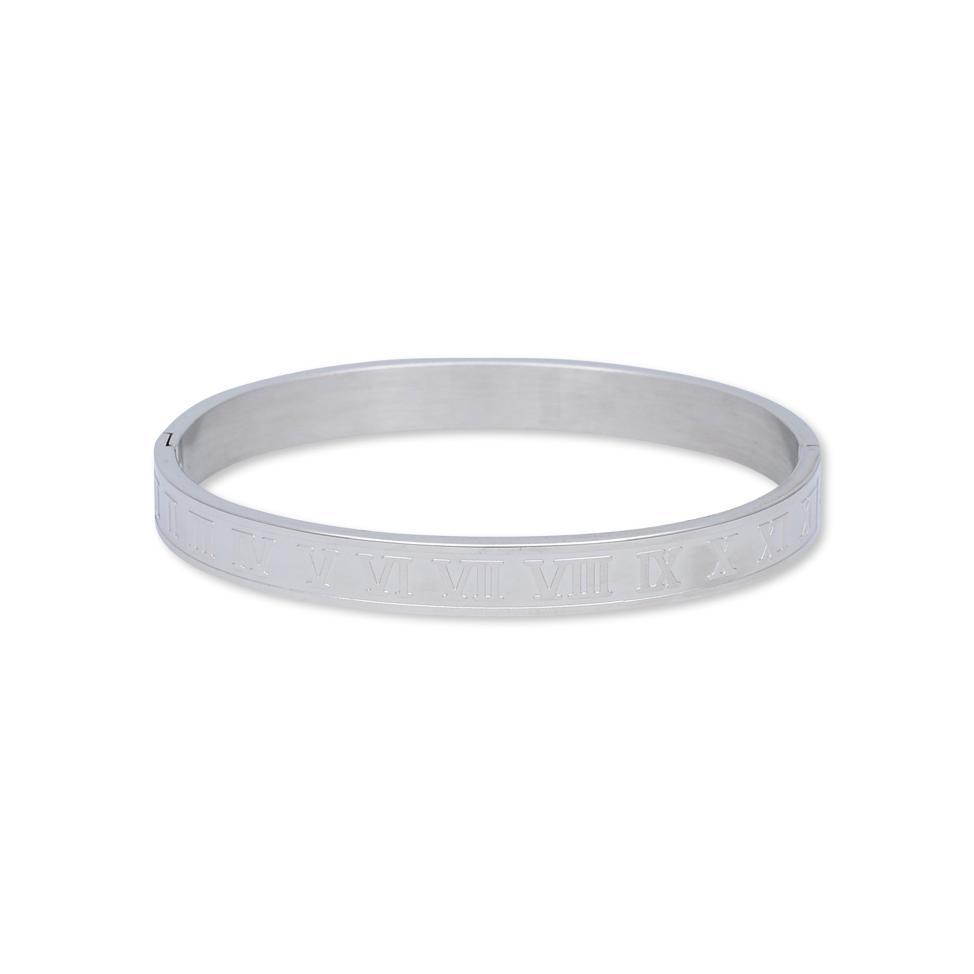 Silver Roman Stainless Steel Bangle Bracelet