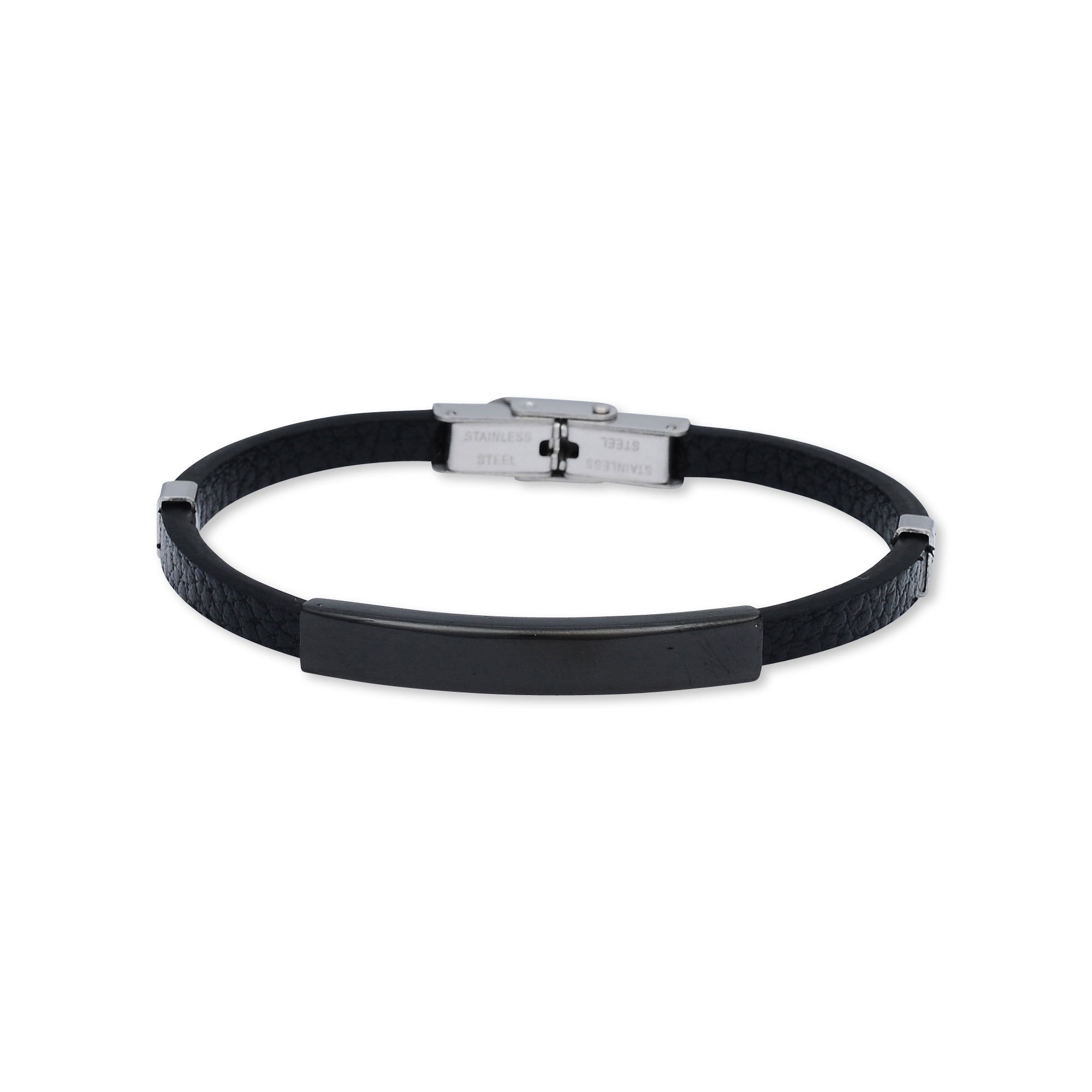 Black Bar Leather Bracelet