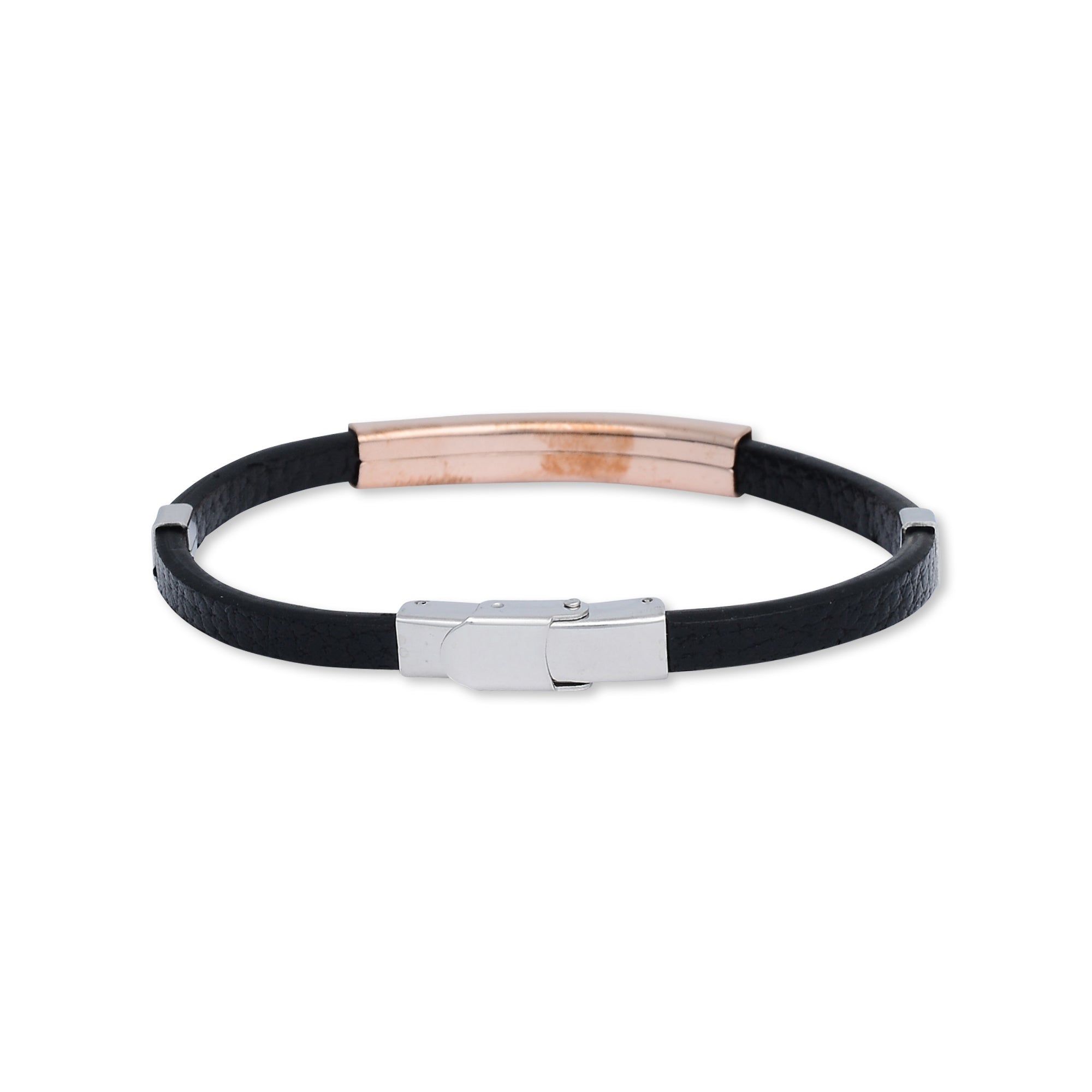 Rose Gold Bar Leather Bracelet