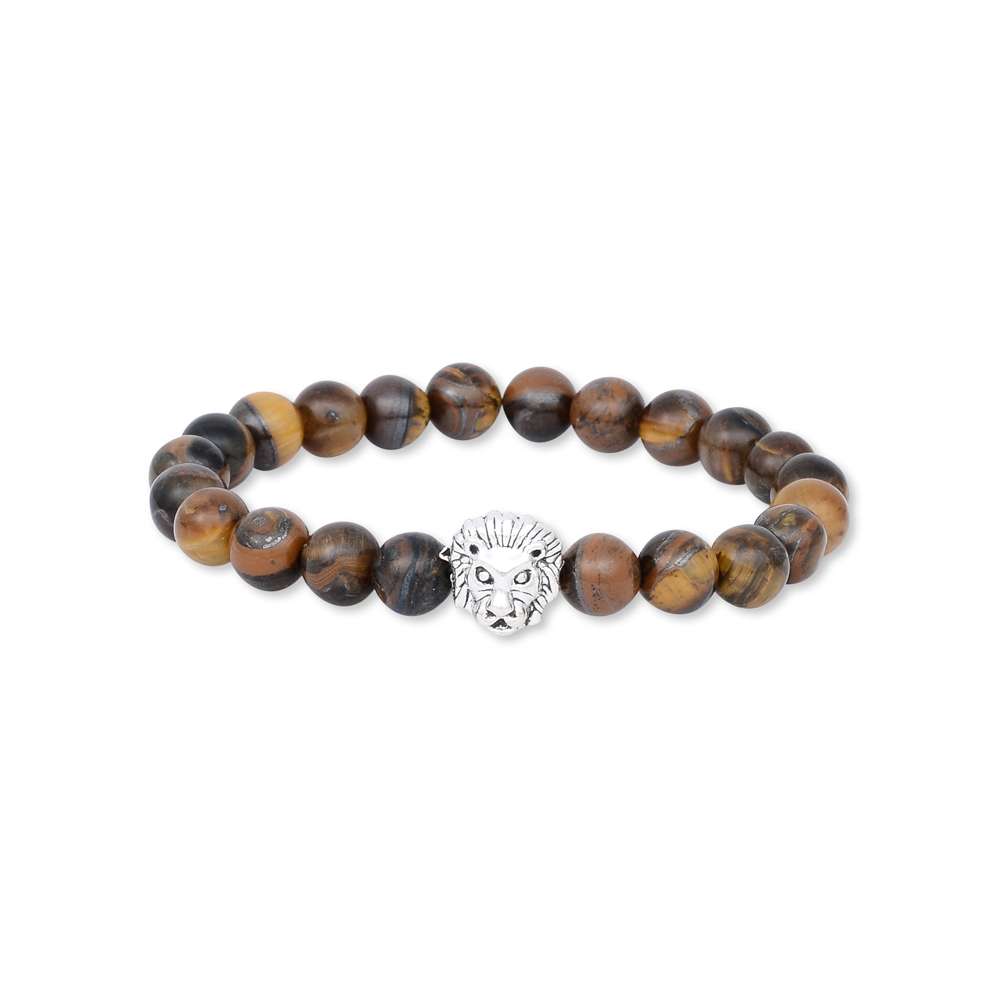 Silver Lion Brown Tiger Eye Bracelet