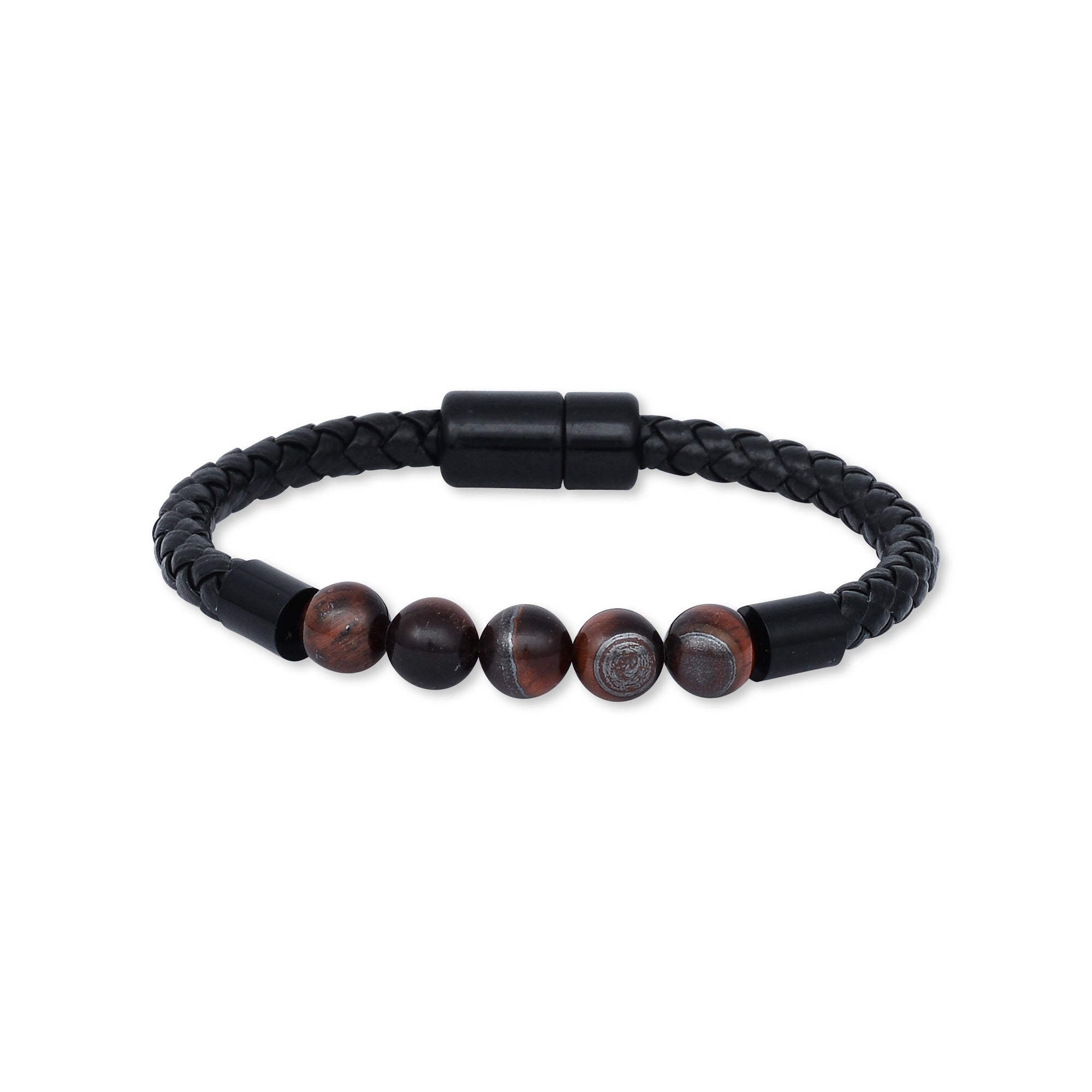 Brown Tiger Eye Leather Magnetic Bracelet