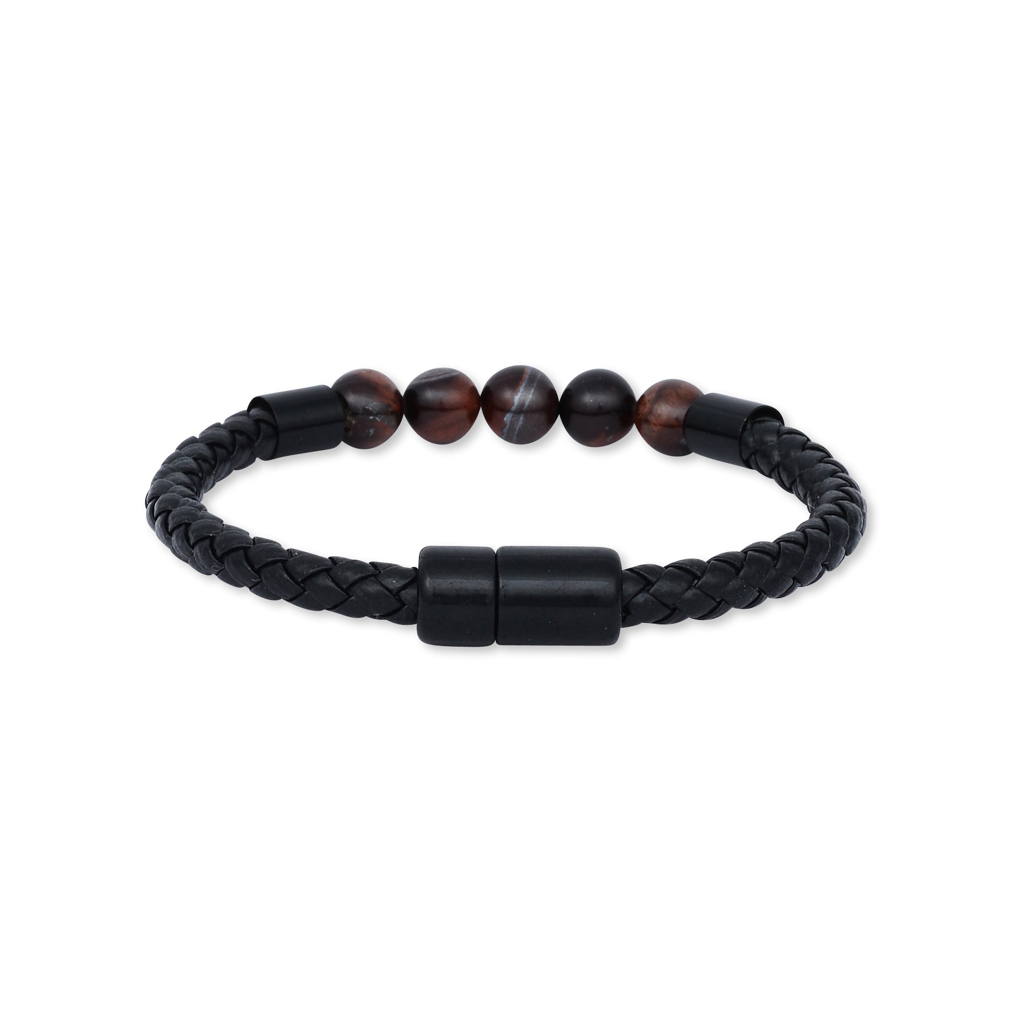 Brown Tiger Eye Leather Magnetic Bracelet