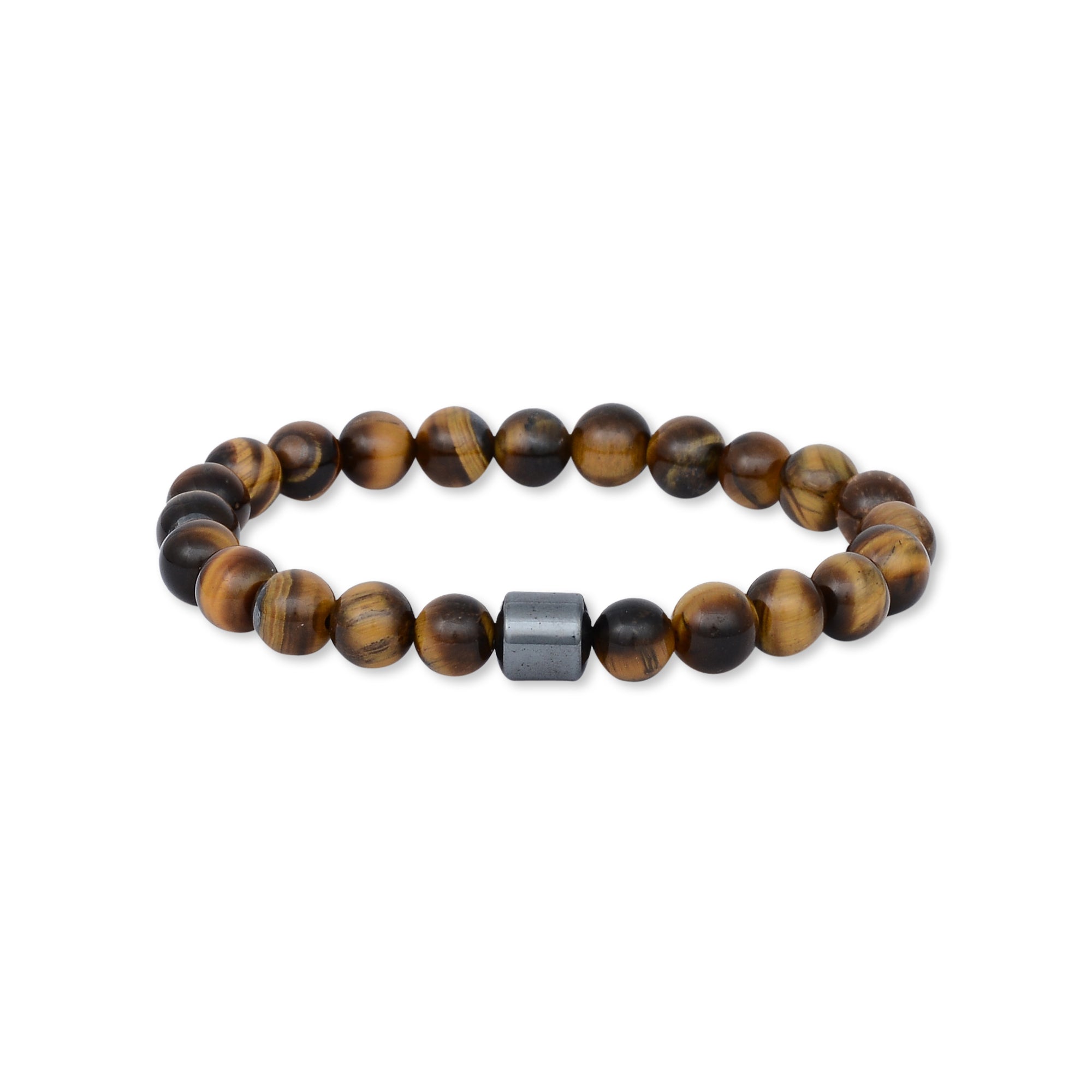 8mm Brown Tiger Eye Hematite Bracelet