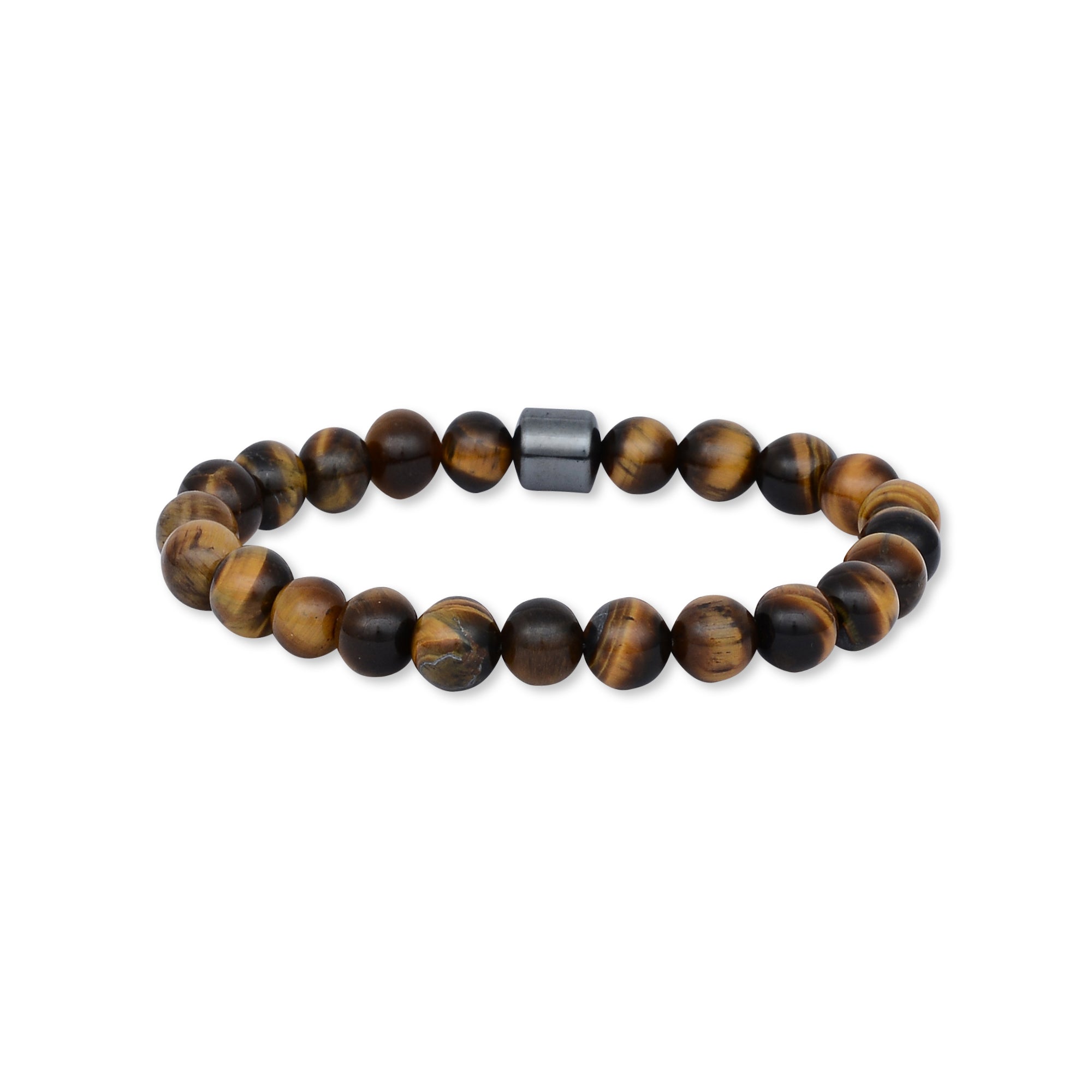 8mm Brown Tiger Eye Hematite Bracelet