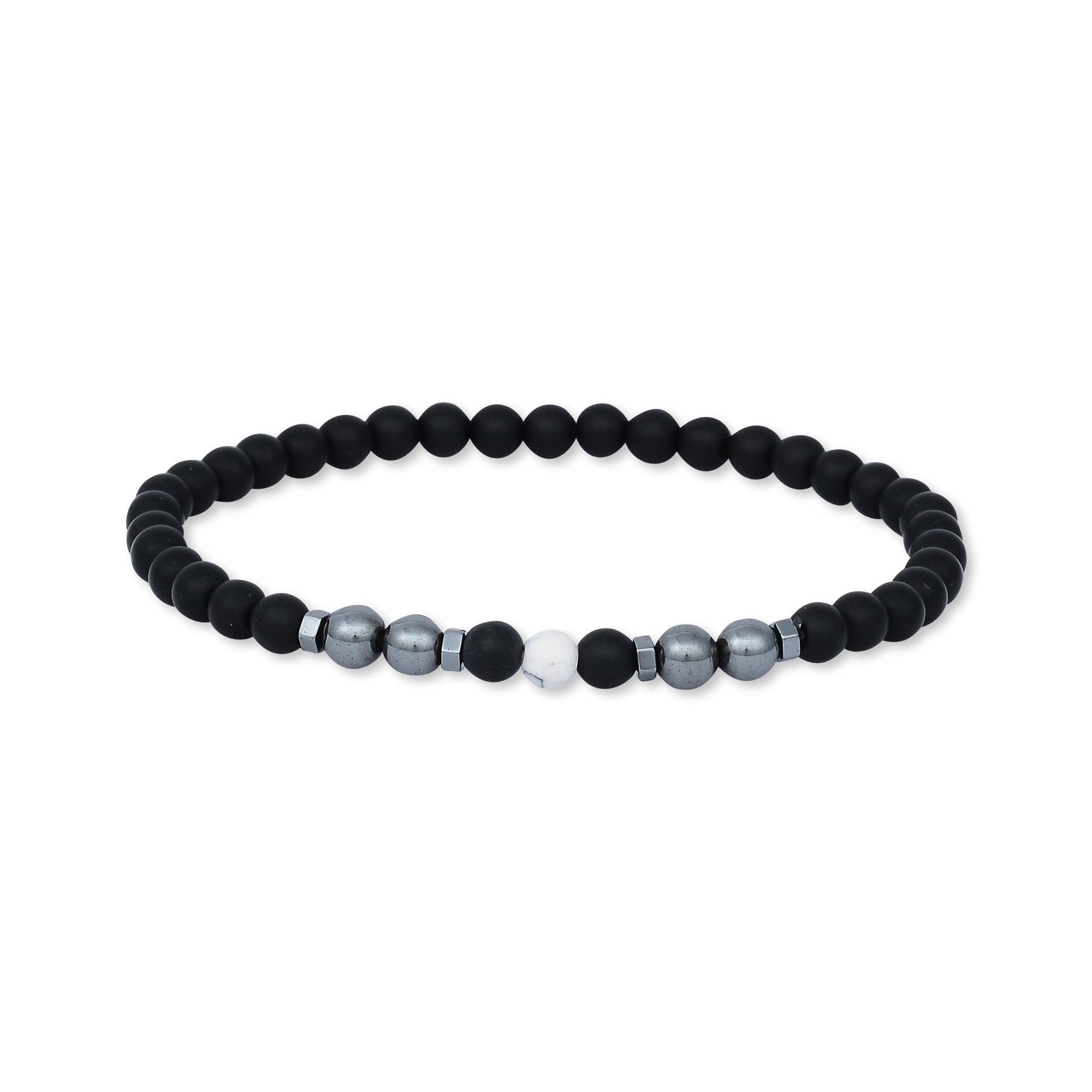 Mix White Marble Black Lava Beaded Bracelet