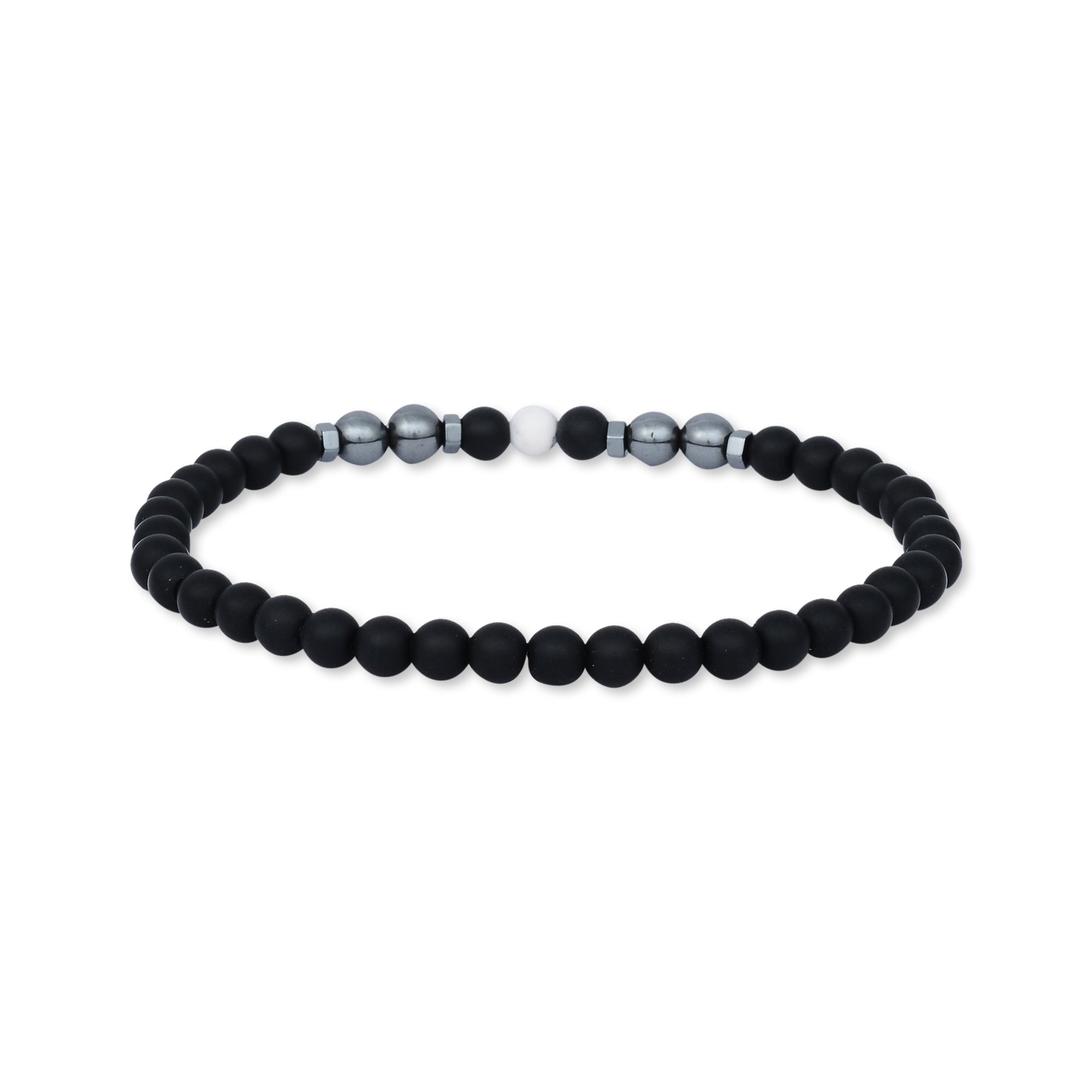 Mix White Marble Black Lava Beaded Bracelet