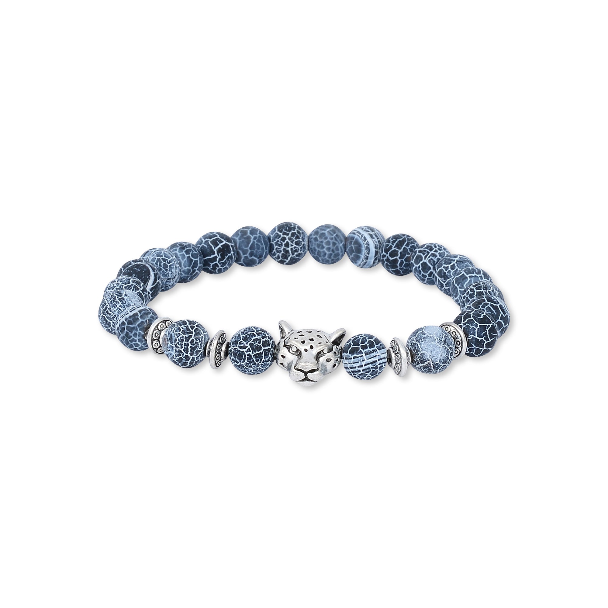 8mm Panther Blue Agate Bracelet