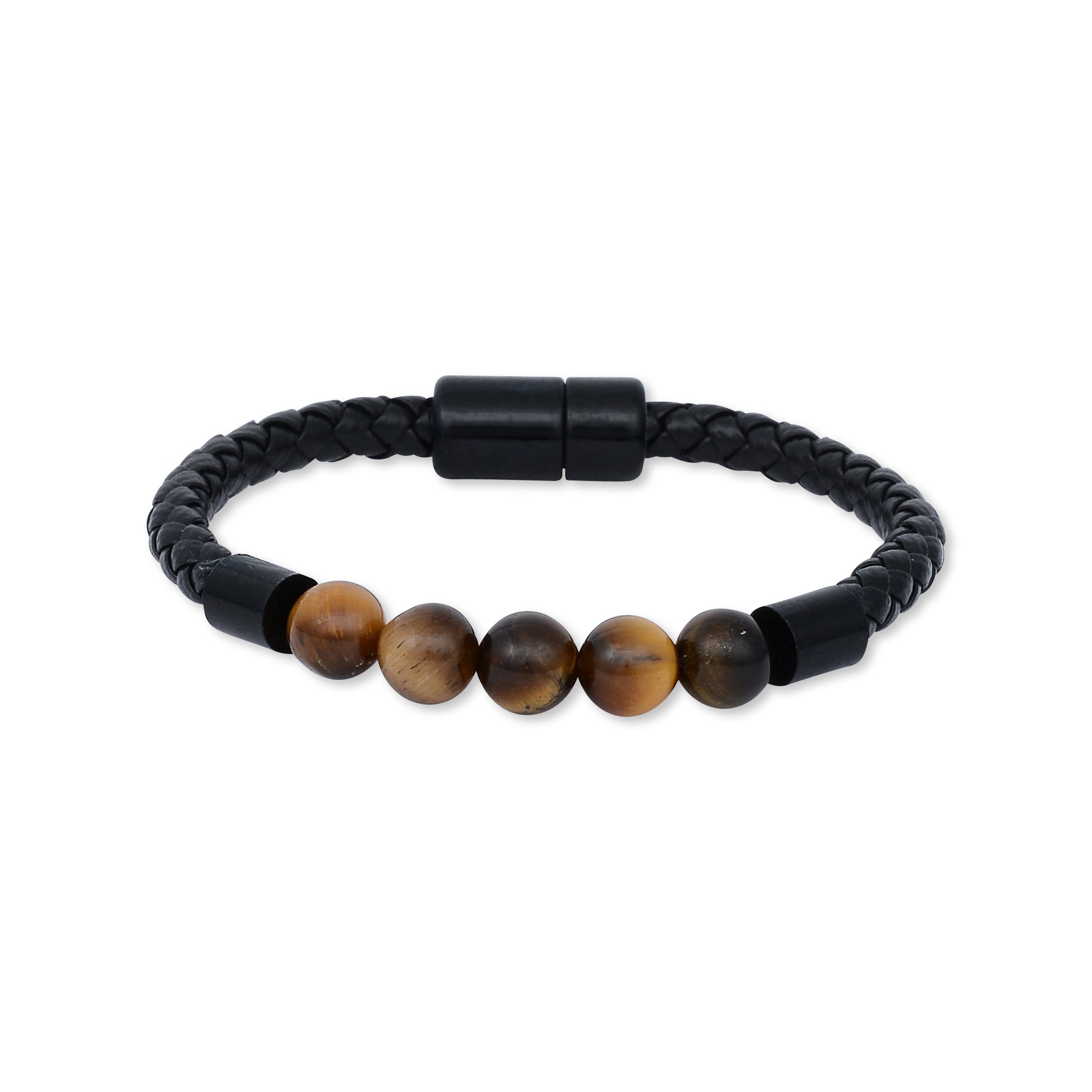 Yellow Tiger Eye Leather Magnetic Bracelet