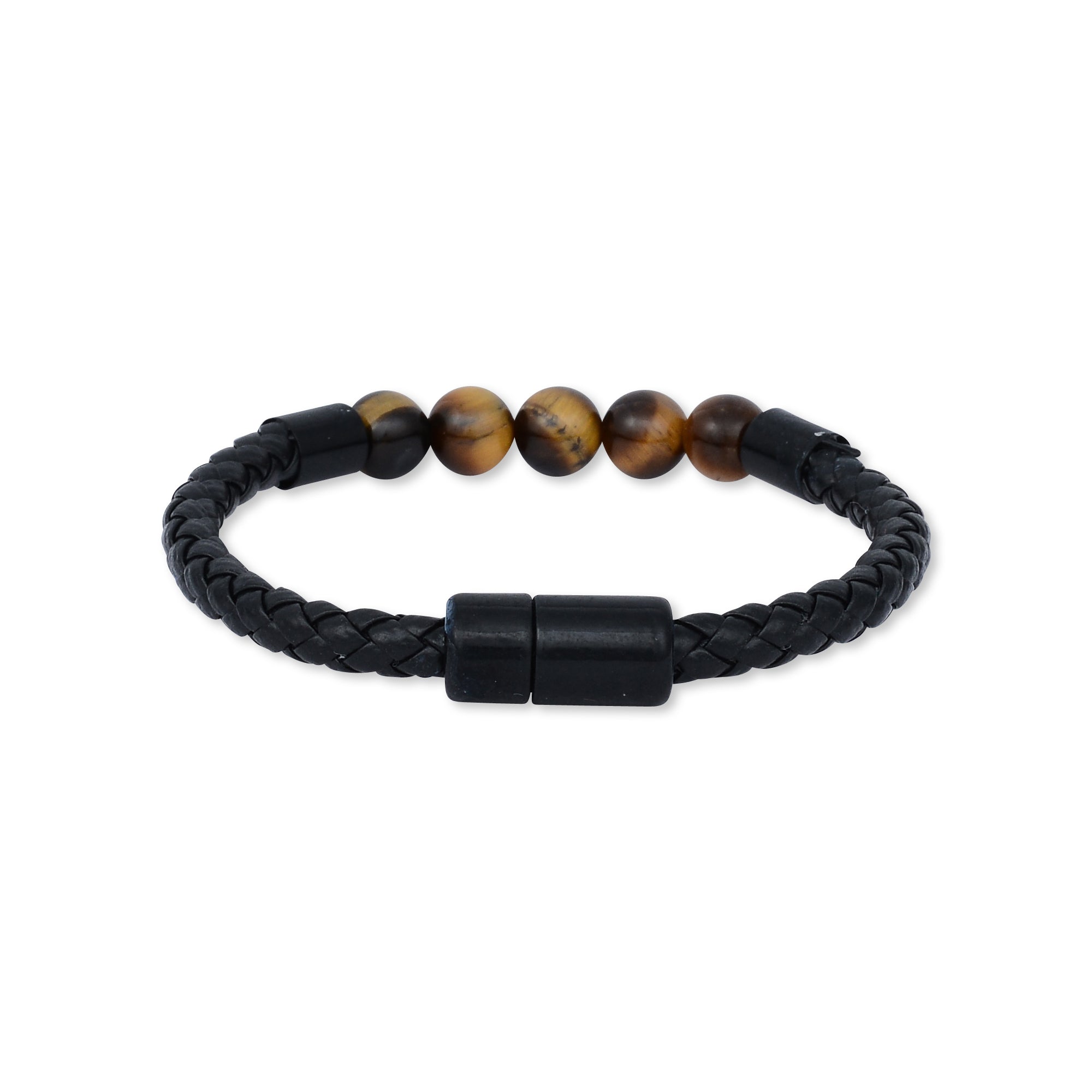 Yellow Tiger Eye Leather Magnetic Bracelet