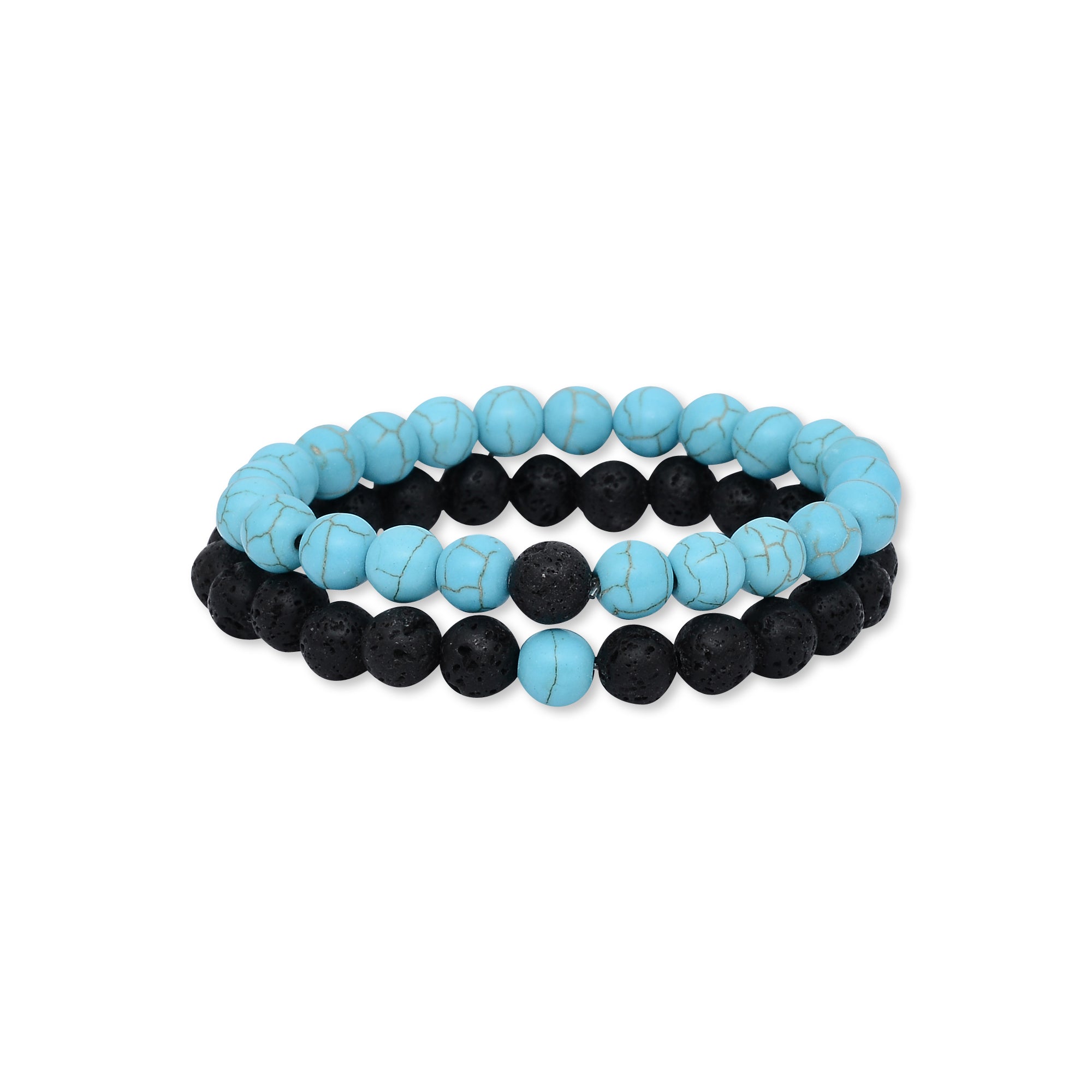 Turquoise & Black Lava Bracelet Set