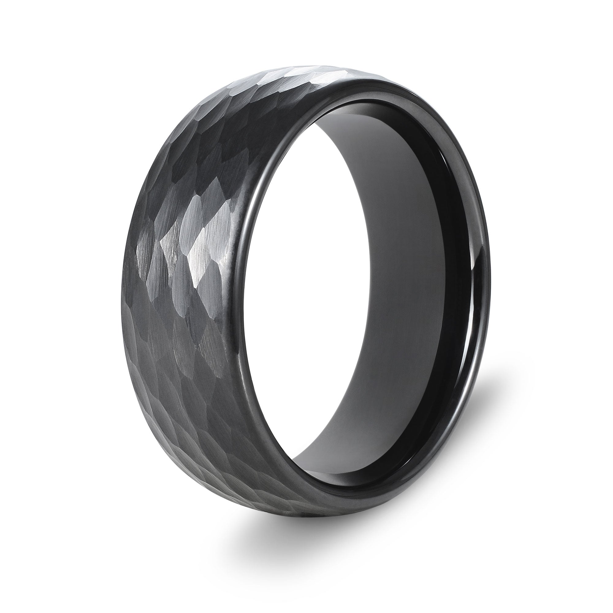 The Dusk - Black 8mm Hammered Tungsten Ring